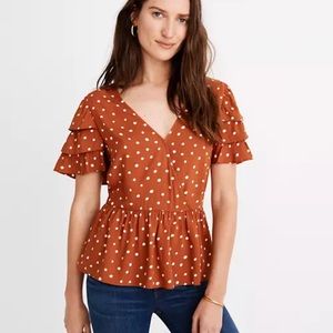 Madewell Polka Dot Peplum top